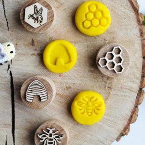 Wooden Playdough Stamps: Bee